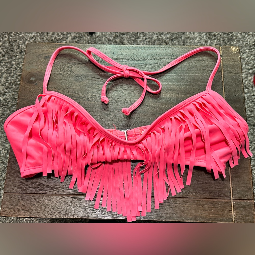 Fringe Pink Bikini/ Swim Top